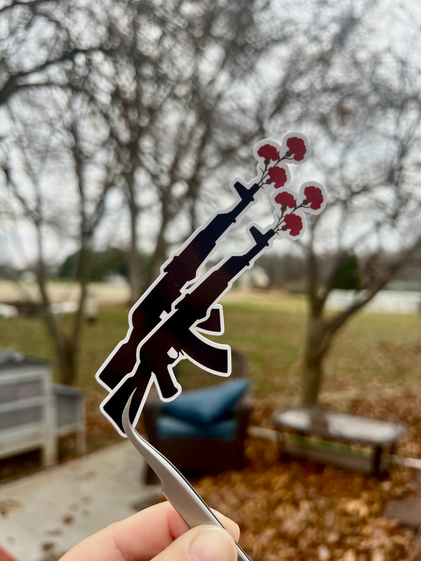 Rifle & Red Carnation Sticker — Celebrating Portugal’s 1974 Revolution