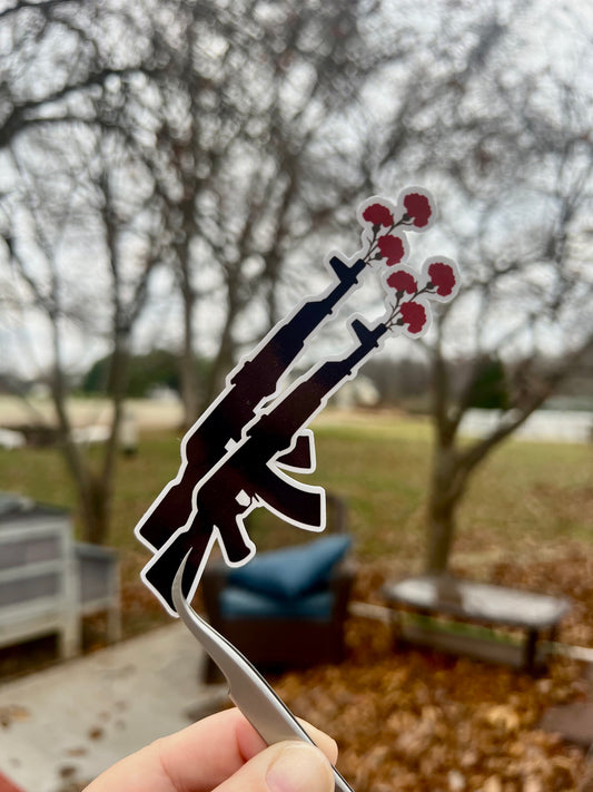 Rifle & Red Carnation Sticker — Celebrating Portugal’s 1974 Revolution