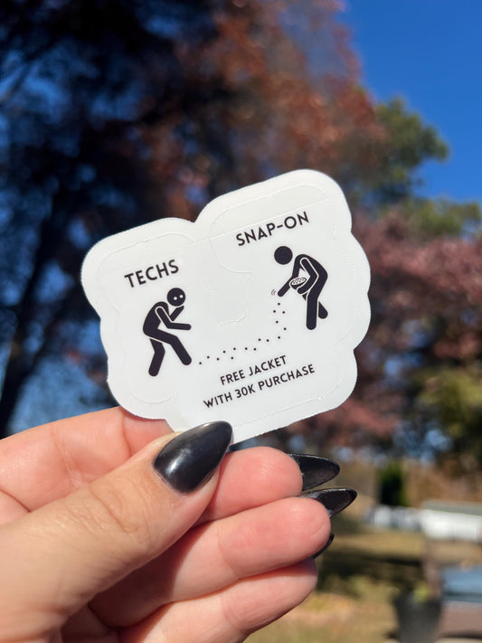 Auto Techs & Snap On Funny Sticker: Water Resistant Tool Box Decal